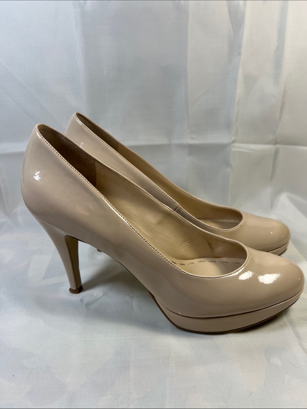 Enzo Angiolini Blush Patent Round-Toe Platform Pumps